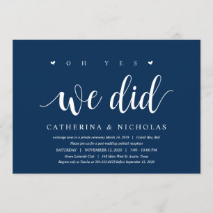 Convite Moderno Rústico, Script Azul-Marinho, Casamento às