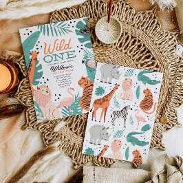 Convite Moderno Safari Animais Selvagens Um primeiro anive