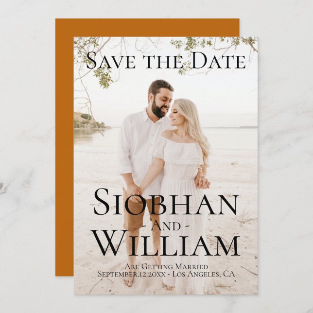 Convite Moderno Salvar A Data Foto Personalizada (Frente/Verso)