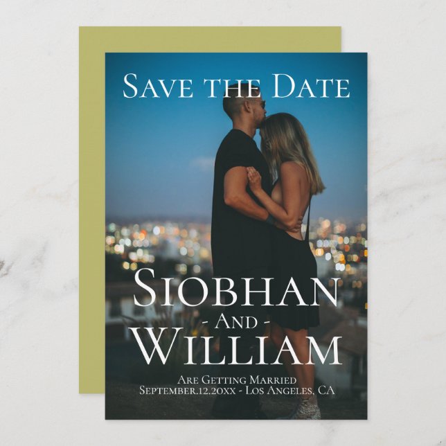 Convite Moderno Salvar A Data Foto Personalizada (Frente/Verso)