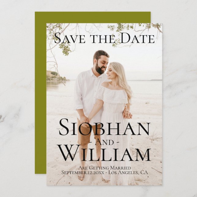 Convite Moderno Salvar A Data Foto Personalizada (Frente/Verso)