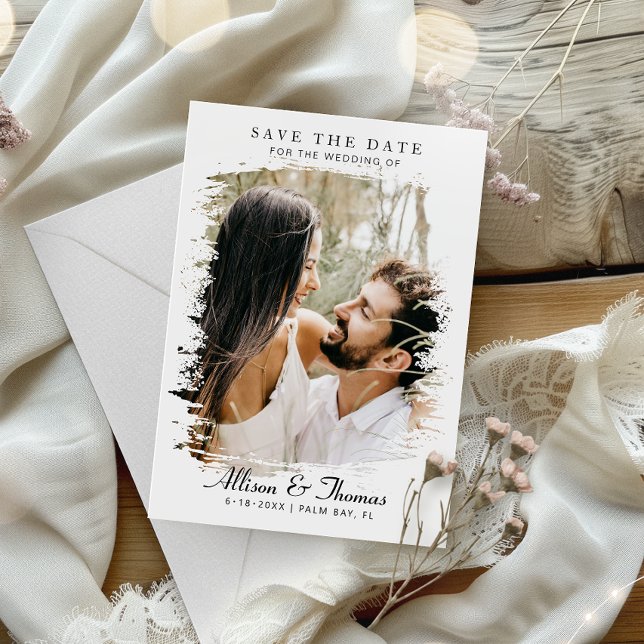 Convite Moderno Salve a Data Foto Código QR Casamento (Announce your big day with our stunning save-the-date, featuring a QR code for easy details access!)