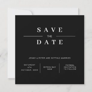 Convite Moderno save the date preto e branco contemporâneo