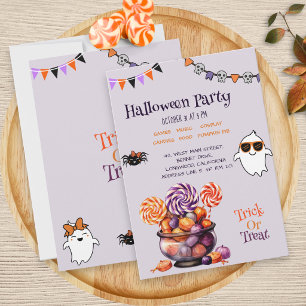 Convite Moderno Script Colorido Kids Festa de Halloween