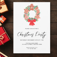 Moderno Script Winter Wreath Christmas Party