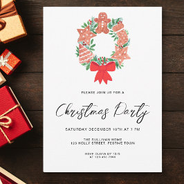 Convite Moderno Script Winter Wreath Christmas Party