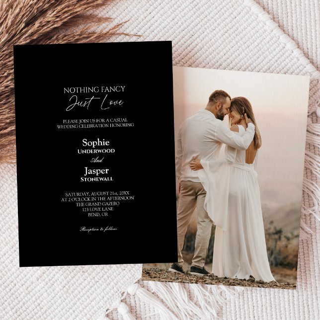 Convite Moderno Simples Casamento Fotográfico Preto Nada d (Criador carregado)