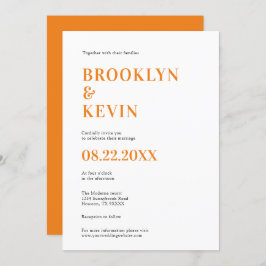 Convite Moderno Simples de Casamento Laranja Minim