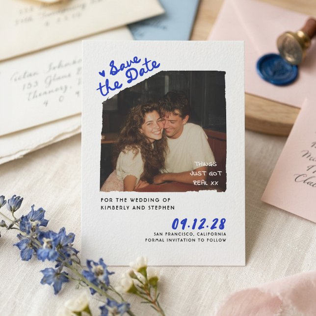 Convite Moderno Simples Divertido Foto de Save The Date Es (Snapshot Save The Date Photo Cards)