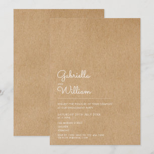 Convite Moderno Simples Festa de Noivado Kraft