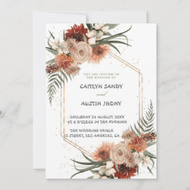 Convite  Moderno Simples Neutro Boho Floral 