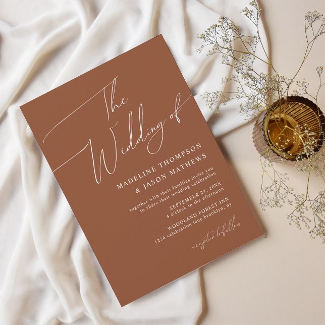 Convite Moderno Simples Terracotta Roda O Casamento (Criador carregado)