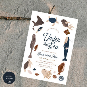 Convite Moderno sob o 5 do mar Aniversário