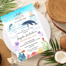 Moderno sob o mar Pequeno Chá de fraldas Marinheir