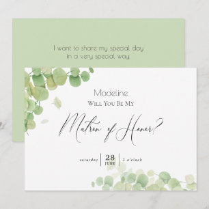 Convite Moderno Springtime Eucalyptus Matron de Honra