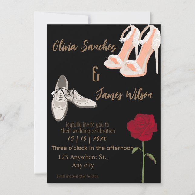 Convite Moderno Sr e Sra casamento dourado (Frente)