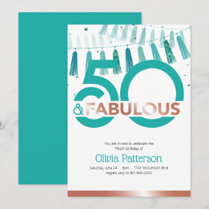 Convite Moderno Teal 50 e Fabuloso 50 Aniversário