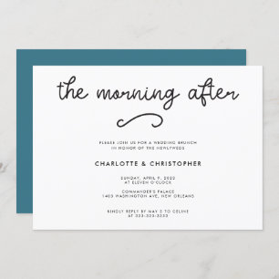 Convite Moderno Teal Da Manhã Após Casamento Poste