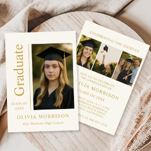 Convite Moderno Tendência Marfim Dourado Fotografia Gradua