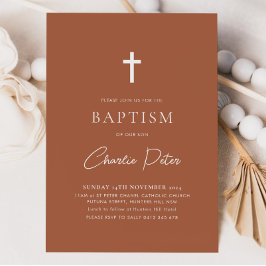 Convite Moderno Terracotta Boys Cruzando o Batismo