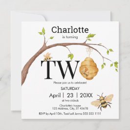 Convite Moderno Transformando Dois Aniversário de Colmeia