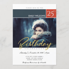 CONVITE MODERNO TRENDY BRUSH SCRIPT FOTO EM QUALQUER ANIVE