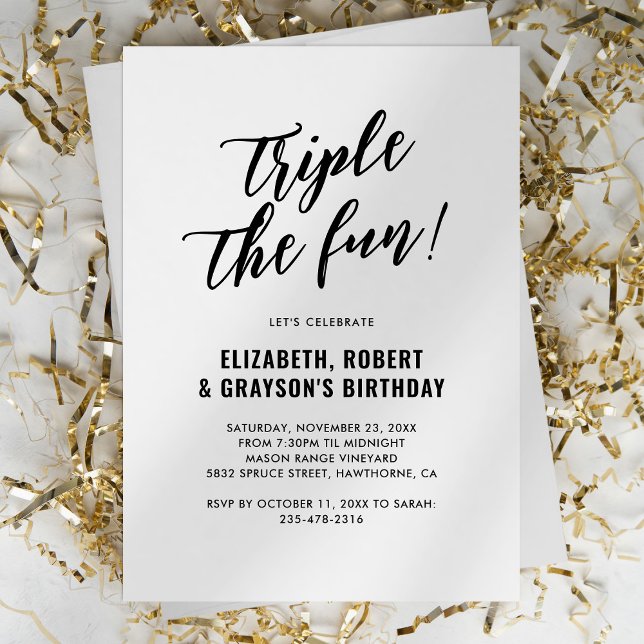 Convite Moderno Triplicou A Festa de aniversário Comum Div (Criador carregado)