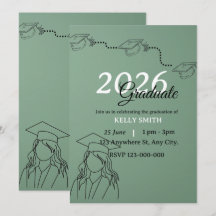 Moderno Verde Sage MENINA Graduação Minimalista