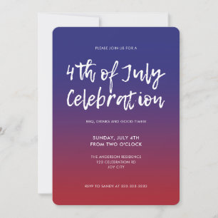 Convite Moderno Vermelho Azul Ombre 4 de julho Independênc