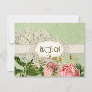 Convite Moderno Vintage Lace Tea Sained Hydrangea em Rosas