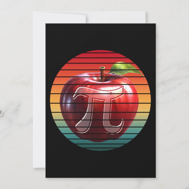 Convite Moderno Vintage Pi Dia Apple Fruta (Frente)