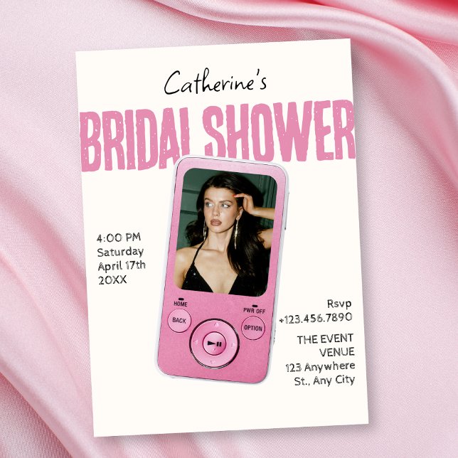 Convite Modist pink white bridal shower (Criador carregado)