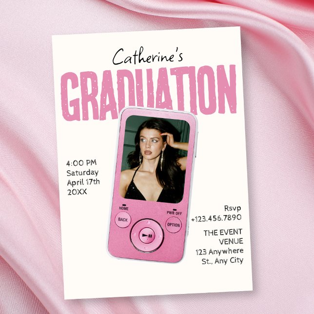 Convite Modist pink white graduation (Criador carregado)