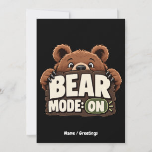 Convite Modo Urso Ativado: Gráfico Engraçado de Urso Cinze