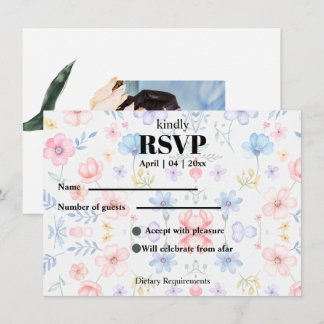 Convite Modren blush pink floral  RSVP Card