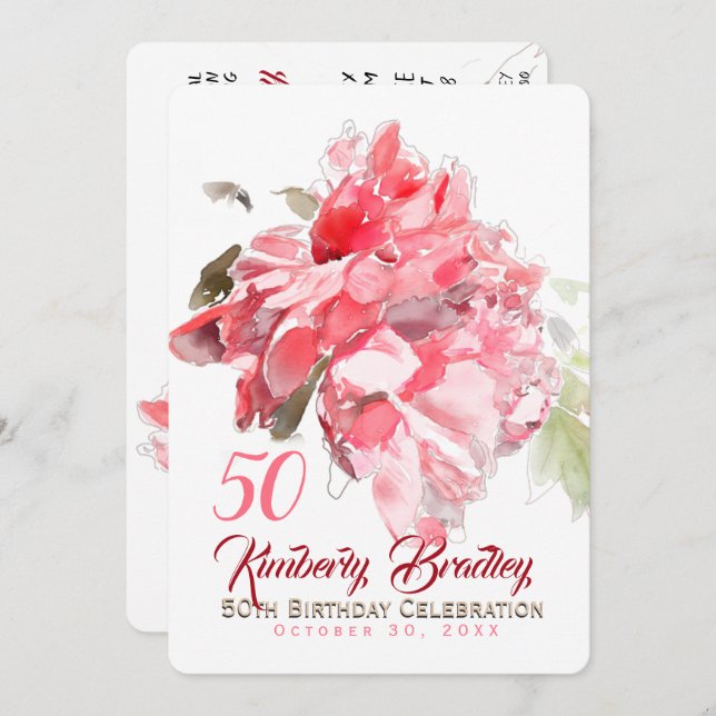 Convite Moedas d'água de Peony Original Inv 50ª Festa de a (Frente/Verso)