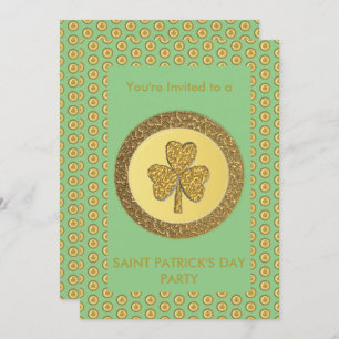 Convite Moedas Douradas de Shamrock irlandês sorte