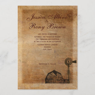 Convite Moinho de vento da Canvas de Vintage