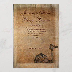 Convite Moinho de vento de madeira do celeiro das canvas