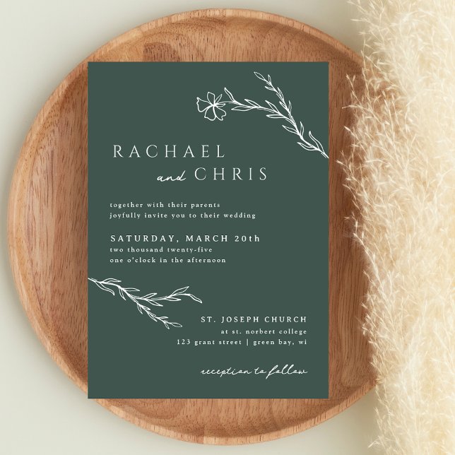 Convite Moisés Escuro Emerald Verde Moderno Estencioso Bot (Criador carregado)