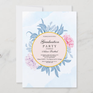Convite Mola Azul Azul-Esbranquiçada Graduação Suculenta