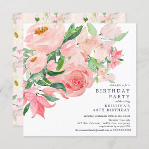 Convite Mola d'água verde e Festa de aniversário floral ro