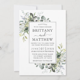 Convite Mola d'água Verde Prata Moldura Azul