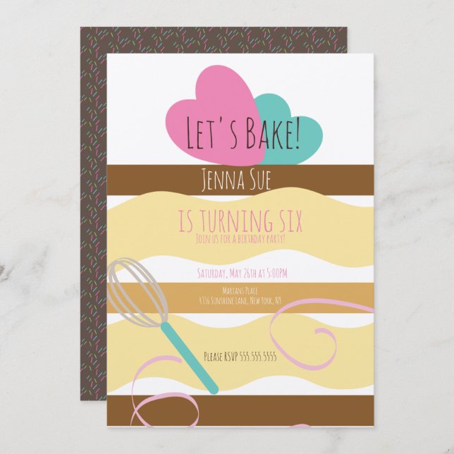 Convite Molas de espiral de aniversário para decoração de  (Frente/Verso)