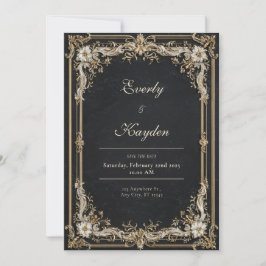 Convite Moldura Barroca Luxuosa Grande Dourada Casamento G