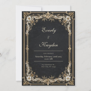Convite Moldura Barroca Luxuosa Grande Dourada Casamento G
