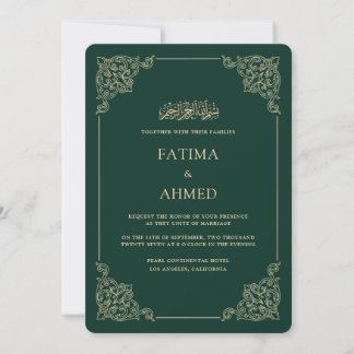 Convite Moldura Barroca Vintage Esmeralda Verde Casamento 