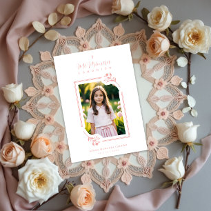 Convite Moldura Botânica Floral Rosa Romântica Exquisita