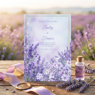 Convite Moldura Botânica Romântica com Tons de Violeta Neb