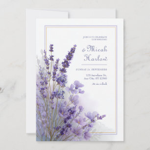 Convite Moldura Botânica Verde Salvia Roxo Lavanda Resfria